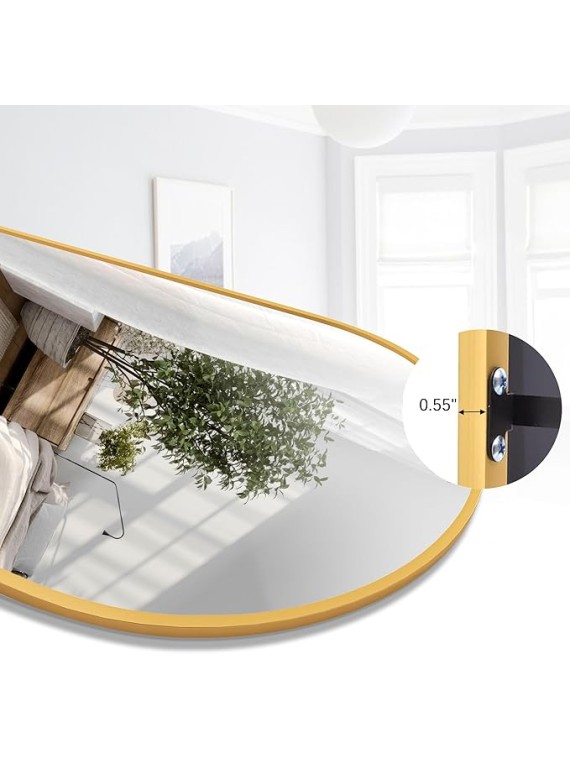 Floor Full Length Mirror, Arched Mirrors Full Length 76"x34" Freestanding Large/with Aluminum Frame & Wall Mounted & Hanging or Leaning & Full Body Mirror for Bedroom, (Gold)