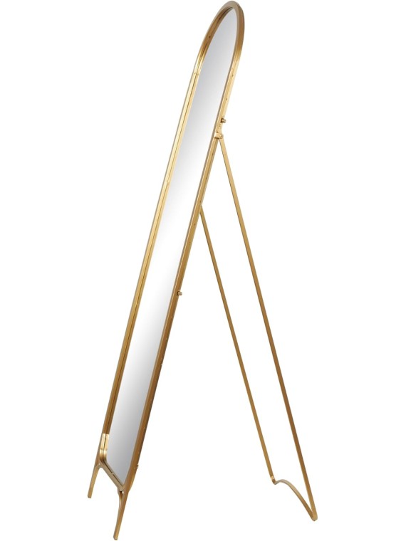 The Novogratz Metal Room Floor Mirror Arched Freestanding Foldable Entryway Mirror, Free Standing Mirror 18" x 24" x 65", Gold